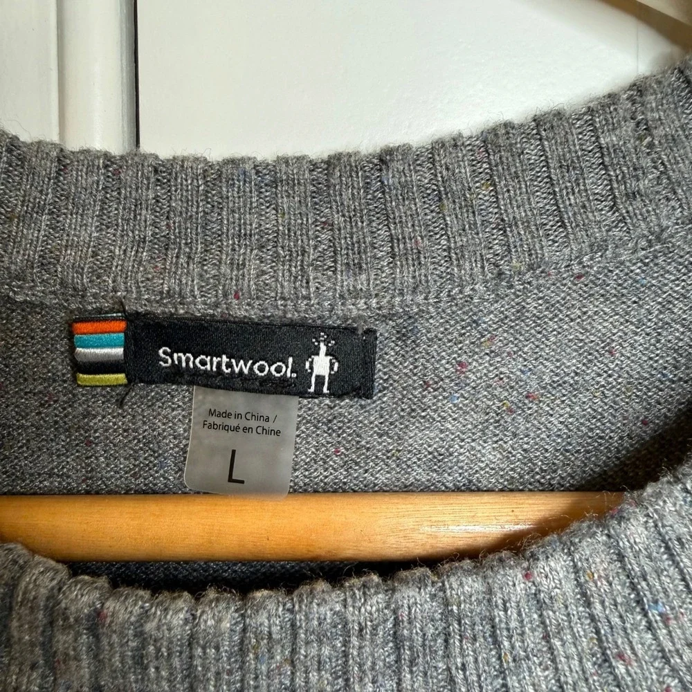 Smartwool Men's Gray Speckled Merino‎ Wool Blend Crew Neck Sweater Size L
